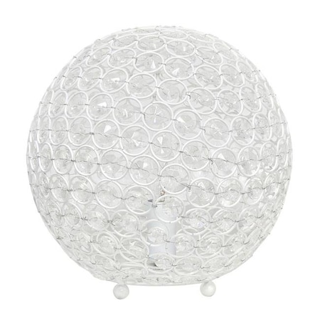 Elegant Designs LT1067-WHT 10 In. Elipse Crystal Ball Sequin Table Lamp; White